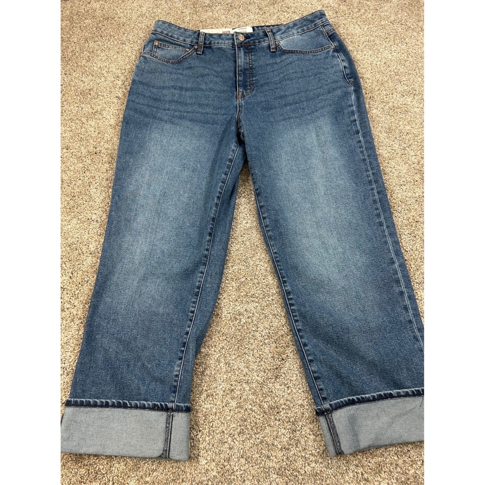 Edited x Hunter McGrady Women 14 Cuffed Wide Leg Jean High Rise Denim #0838